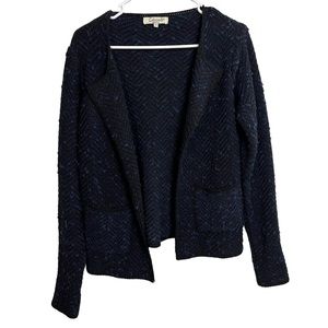 Cocogio Blue Black Textured Open Cardigan Size S Women